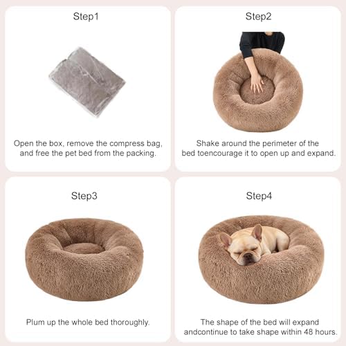 Dog Calming Beds for Small Medium Dogs Donut Round Washable Anxiety Dog Bed