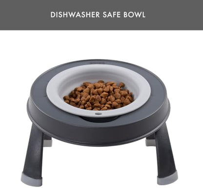 Dexas Pets Single Elevated Pet Feeder/Pet Bowl, Large/ 4 Cup Capacity, Light Gray