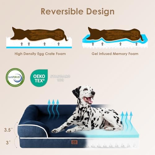 EHEYCIGA Orthopedic Extra Large Dog Bed, Waterproof Washable XL Pet Bed 44"