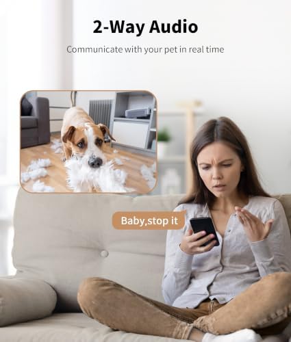 TKENPRO 2K Pet Camera Treat Dispenser, 360°View Dog Camera with Phone App, 5G&2.4G WiFi 2-Way Talk Pet Cam Indoor for Cats Remote Treat Tossing, Motion Alerts, Auto Tracking