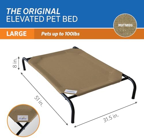 Coolaroo Original Elevated Dog Bed - Breathable Off-The-Ground Pet Bed with Cooling Fabric, Joint Relief & Moisture-Resistant Fabric, 100% Recyclable, Easy Clean, Nutmeg, Large