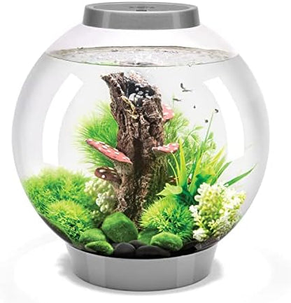 biOrb Classic 30 Acrylic 8-Gallon Aquarium with White LED Lights Modern Tank for Tabletop Display, Silver