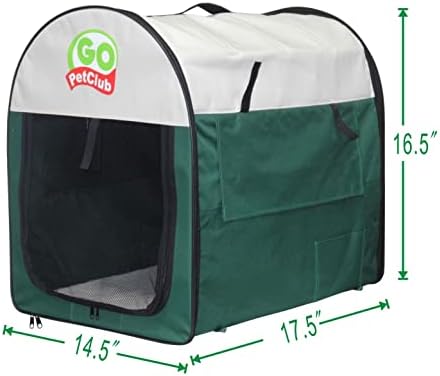 Go Pet Club 18" Rounded Top Soft Collapsible Dog Crate, Portable Pet Carrier, Thick Padded Pet Travel Crate for Indoor & Outdoor, Soft Sided Pet Foldable Kennel Cage with Durable Mesh Windows, Green