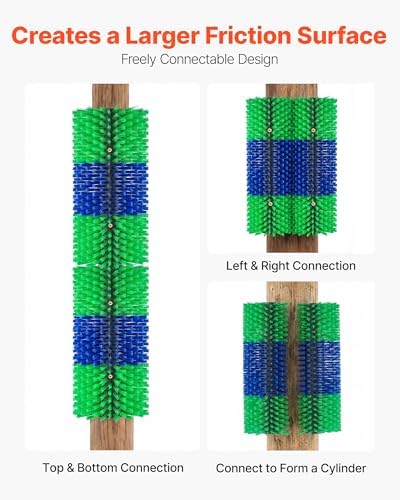 VEVOR Livestock Scratching Brush, 1PC Goat Scratcher Brush Post with 4 Screws, 16.9" x 7.5" Cow Scratcher for Back Itch Relief, Massage Grooming Scratch Tool for Horse Cattle Sheep Pig, Green & Blue