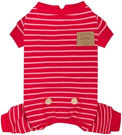 KYEESE Striped Dog Pajamas for Small Dogs Thermal Fleece Onesie Daily Wear