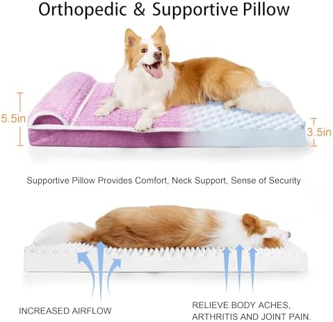 Orthopedic Large Dog Bed Pillow Pet Sofa Bed 36''X24'' Lilac