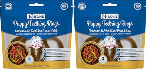 N-Bone Puppy Teething Rings Taste of Texas Chicken Fajitas Flavor 3 Count (Pack of 2)