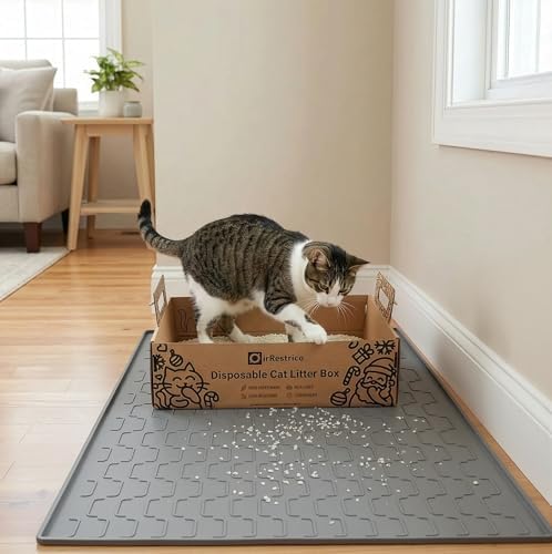3-Pack Disposable Cat Litter Box, Waterproof & Leak-Resistant Cardboard, Foldable for Travel and Temporary Use, Eco-Friendly with Cute Cartoon Design, Gift for Cat Lovers