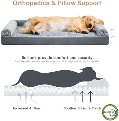 BFPETHOME Orthopedic Washable XXL Dog Bed for Senior Dog Cozy Sleep