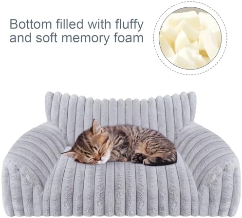 Cute Cat Couch Bed for Indoor Cats, Dog Beds for Small Dogs Couch, S, Grey