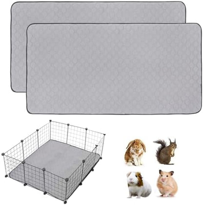 Guinea Pig Cage Liners, 36''X36'' Washable Guinea Pig Pee Pads, Non Slip Reusable Super Absorbent Guinea Pig Training Mat Bedding Fleece for Small Animals Hamster Rabbit Chinchilla Rat, 2Pack