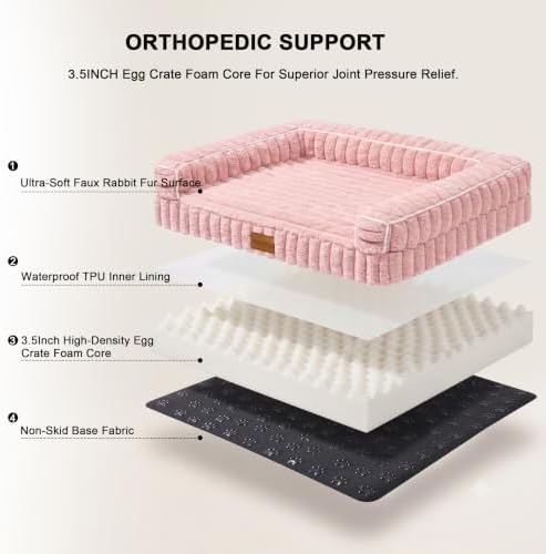 Orthopedic Medium Dog Bed Furry Pet Bed, Washable Cover 30''X20''