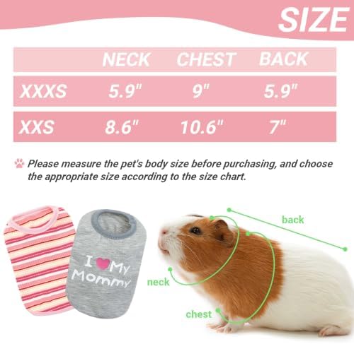 Guinea Pig Clothes (2-Pack), Striped Small Animal Vest T-Shirt