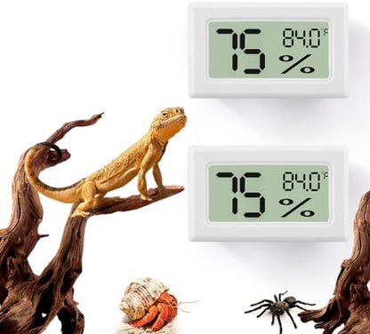 Bearded Dragon Accessories, 2 PCS Rectangle Reptile Thermometer and Humidity Gauge, Reptile Tank Accessories for Jumping Spider, Leopard Gecko, Hermit Crab, Gecko, Ball Python, Lizard