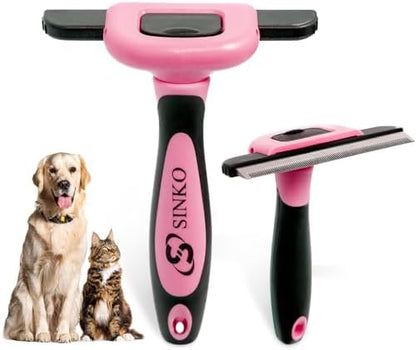 Sinko Deshedding Tool for Dogs & Cats, Pet Grooming Brush, Skin Friendly Deshedding Tool, Dog Brush for Shedding, Effectively Reduces Shedding by up to 95% for Short Medium Long Pet Hair (Pink)