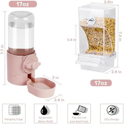 lemtrflo No Mess Bird Feeder Water Dispenser Set, Bird Feeder for Cage