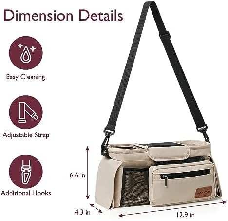 Momcozy Universal Stroller Organizer with Insulated Cup Holder