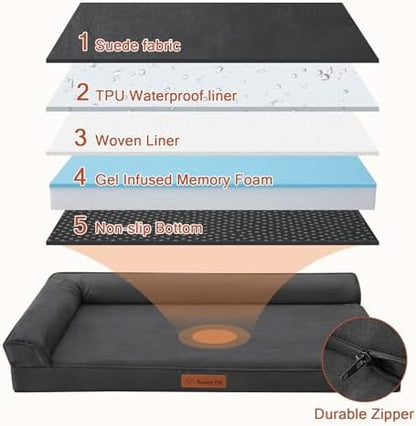 Rainmr Microsuede Dog Bed for Small & Medium Dogs - Orthopedic Dog Bed with Removable Washable Cover, Memory Foam Pet Bed Mat, 30x20 Inches, Dark Grey