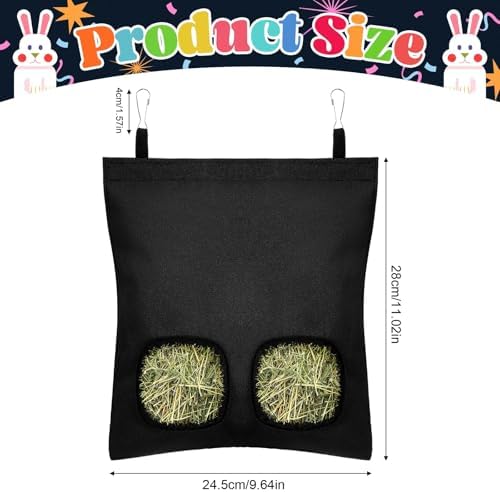 UPINS 2 Pack Guinea Pig Hay Feeder Bag,Bunny Rabbit Cage Bag Hanging Holder