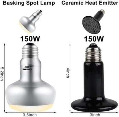 DXOPHIEX Dual Reptile Light Fixture Reptile Heat Lamp Fixture
