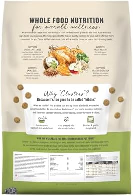The Honest Kitchen Whole Grain Chicken & Superfoods Whole Food Clusters, Vet Crafted Human Grade Dry Dog Food, Skin, Coat, Digestion & Healthy Weight, 20 lb Bag