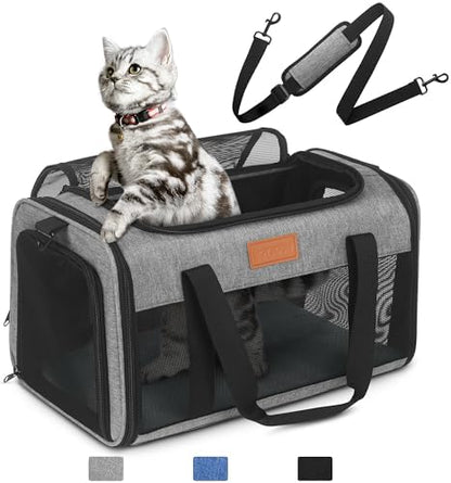 PETUX Airline Approved Pet Carrier for Small Cats up to 12 lb, Grey