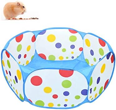 WishLotus Small Animal Playpen, Portable Outdoor Pet Exercise Fence Pop-Up Metal Wire Yard Fences, Foldable Pet Tent Play Pen for Guinea Pig, Hamster, Chinchillas and Hedgehogs, Rabbits (Blue)