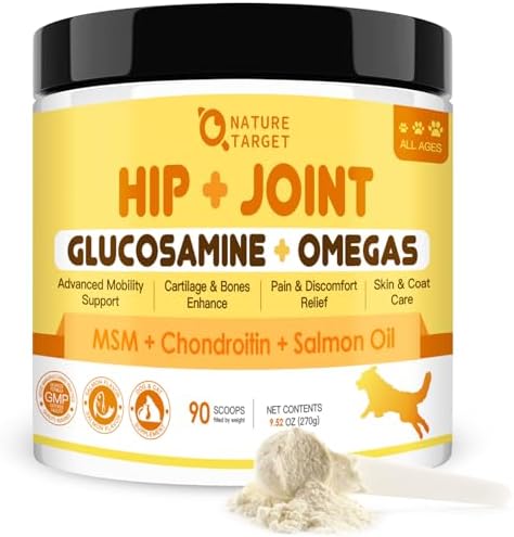 NATURE TARGET Glucosamine for Dogs Powder, Hip & Joint Supplement, 9.52 oz