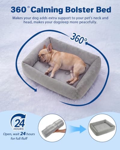 Cooling Dog Bed for Large Dogs - Removable Inner Cushion & Reversible Design (Ice‑Silk Cooling Layer | Sherpa Fleece Layer), Non‑Slip Bottom Washable Medium Mat for Crates, Beds, Sofas 24" × 15"