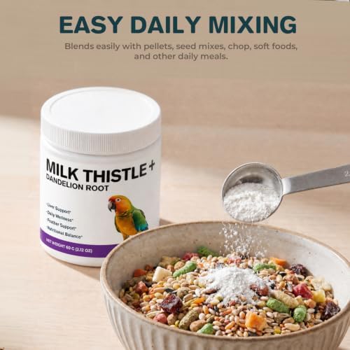 Milk Thistle & Dandelion Root for Birds, Bird Wellness Powder