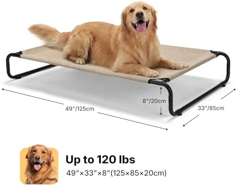 Veehoo Cooling Elevated Dog Bed, Outdoor Raised Dog Bed for Large Dogs