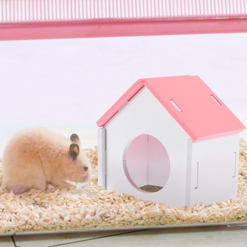 TEHAUX Small Pet House and Hedgehog Sleeping Nest Decorative Pink Mini Pet Bed Hideout for Hamsters and Mice