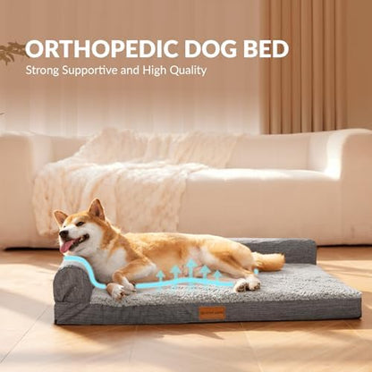 Patas Lague Orthopedic Medium Dog Bed Washable Pet Sofa Bed 30''X20''Grey