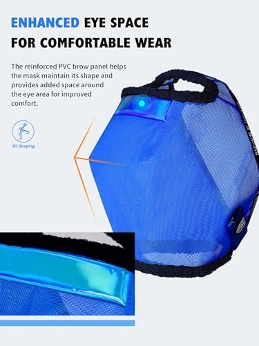 Harrison Howard Reinforced Horse Fly Mask with Mirror PVC Brow Support, Enhanced Eye Space, UV Protection Signature Blue S