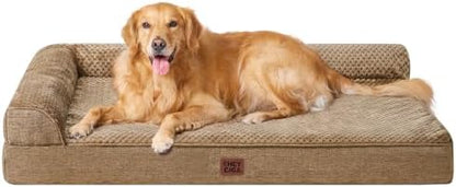 EHEYCIGA Extra Large Dog Bed Othorpedic, Memory Foam XL Dog Bed with Washable Removable Cover, Waterproof Pet Sofa Couch XLarge Size Dogs with Nonskid Bottom, 44x32x6.5, Camel