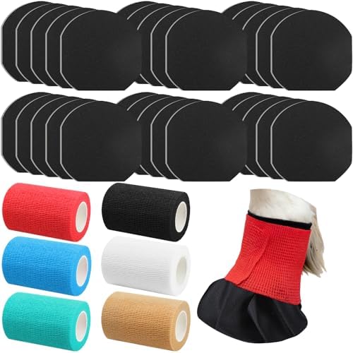 Aliceset 30 Pack Horse Hoof Tape with 6 Rolls Vet Wrap Bandage, Colorful