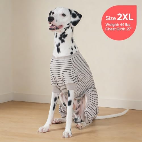 KYEESE Striped Dog Pajamas for Medium Large Dog Stretchy Onesie Daily Wear
