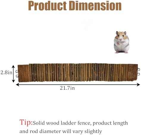 21.7 X 2.7In Wooden Hamster Bridge Rat Climbing Toy for Gerbil Sugar Glider