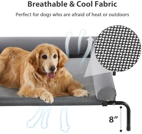 RRPETHOME Large Elevated Cooling Cot, Portable Outdoor Raised Dog Bed