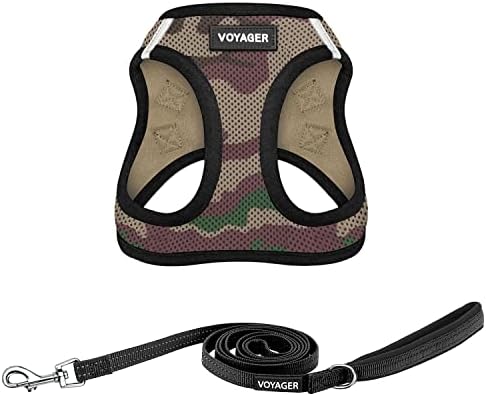 Best Pet Supplies Voyager Step-in Air All Weather Mesh Harness and Reflective Dog 5ft Leash Combo with Neoprene Handle, for Small, Medium and Large Breed Puppies - Army Base, Large