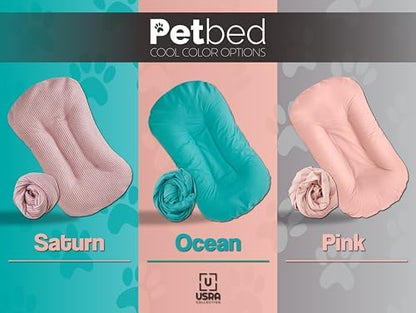 USRA 100% Cotton Orthopedic Pet Bed Gift Set with 2 Covers 28"x20" Dog Cat Recovery Pillow Hypoallergenic Natural Oeko-TEX Certified Comfy Kennel Pillow - Pink Saturn Colors