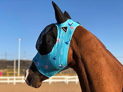 Horse Fly Mask Super Comfort Horse Fly Mask Elasticity Fly Mask with Ears We Only Make Products that Horses Like… (Sky Blue, M)