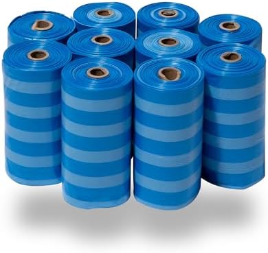 Best Pet Supplies Poop Bags for Dogs - Blue Strips, 150 Count