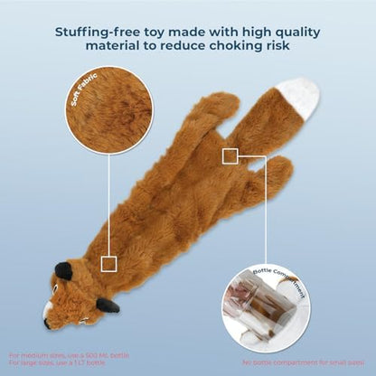 Best Pet Supplies 2-in-1 Stuffless Squeaky Dog Toy - Fox, Large