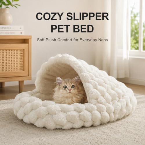 Jiupety Cat Bed Cave for Indoor Large Cat Small Dog Cute Cat Bed with Cover