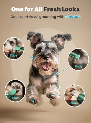oneisall 4 in 1 Dog Grooming Kit with LCD Display Green
