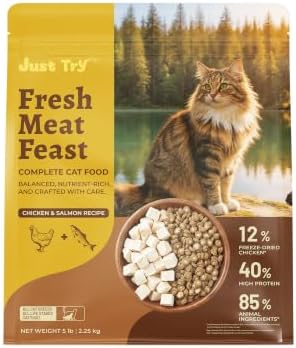 Just Try Freeze Dried Chicken Cat Food with Cat Grass & Taurine, 5 lb