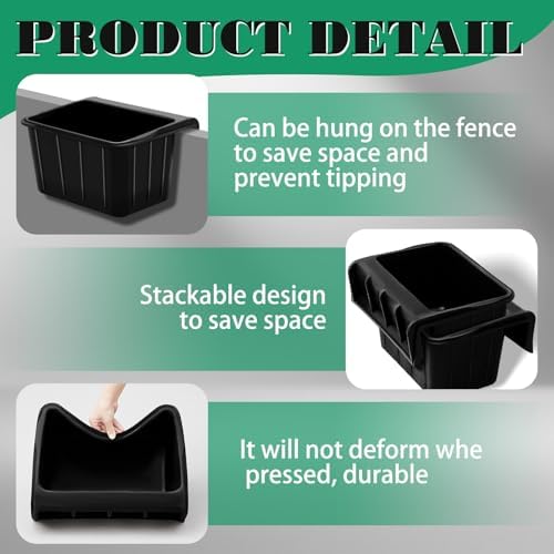 2 Pcs 17 Quart Rubber Horse Feed Bucket Hook Over Hanging Fence Feeder