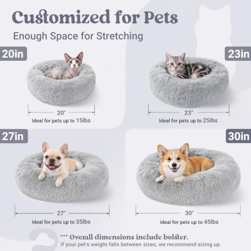 rabbitgoo Calming Cat Beds for Indoor Cats, 20 inches, Light Grey