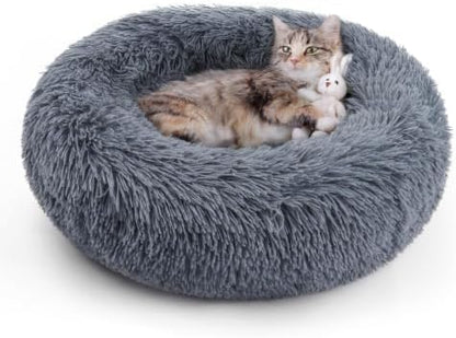 rabbitgoo Calming Cat Beds for Indoor Cats, 20 inches, Dark Grey
